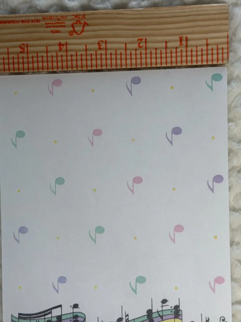 Vintage Multi Color Music Note Stationary Paper (4 Sheets)
